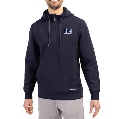 Men's Cutter & Buck Navy Jackson State Tigers Roam Eco Recycled Half-Zip Pullover Hoodie