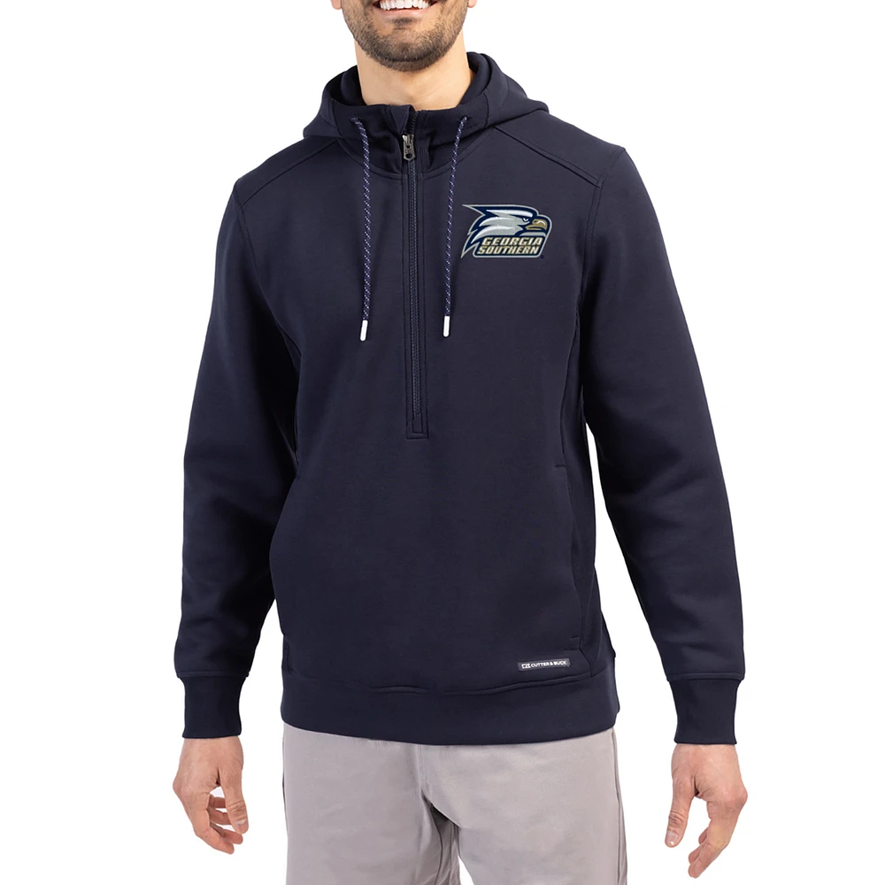 Men's Cutter & Buck Navy Georgia Southern Eagles Roam Eco Recycled Half-Zip Pullover Hoodie