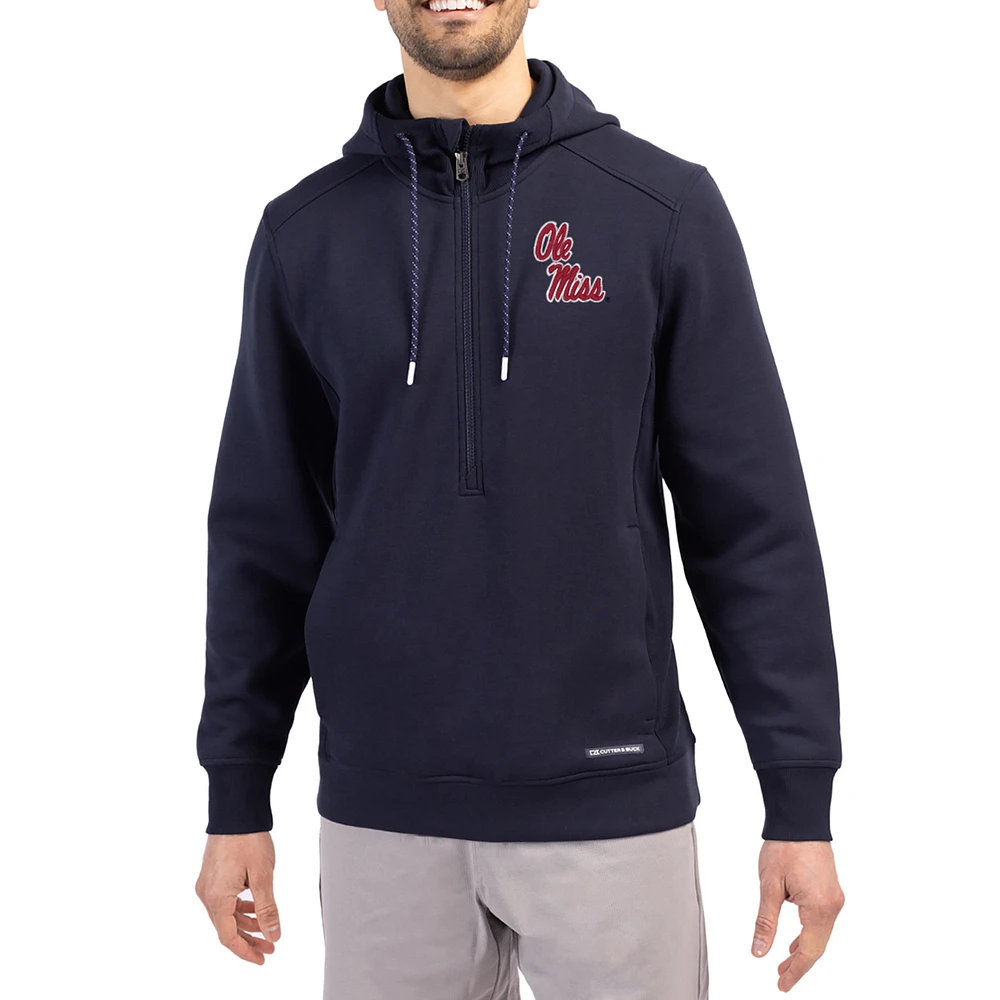 Men's Cutter & Buck Navy Ole Miss Rebels Roam Eco Recycled Half-Zip Pullover Hoodie