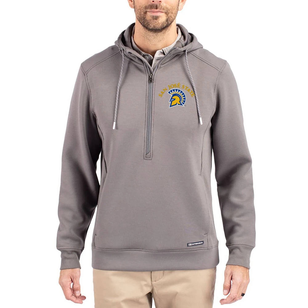 Men's Cutter & Buck San Jose State Spartans Roam Eco Recycled Half-Zip Pullover Hoodie