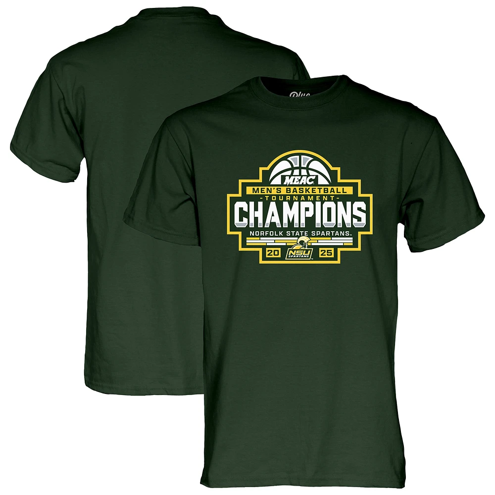 Unisex Blue 84 Green Norfolk State Spartans 2025 MEAC Men's Basketball Conference Tournament Champions T-Shirt