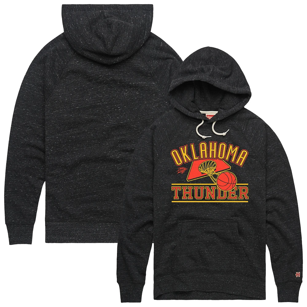 Unisex Homage Heather Black Oklahoma City Thunder Hometown Edition Tri-Blend Raglan Pullover Hoodie