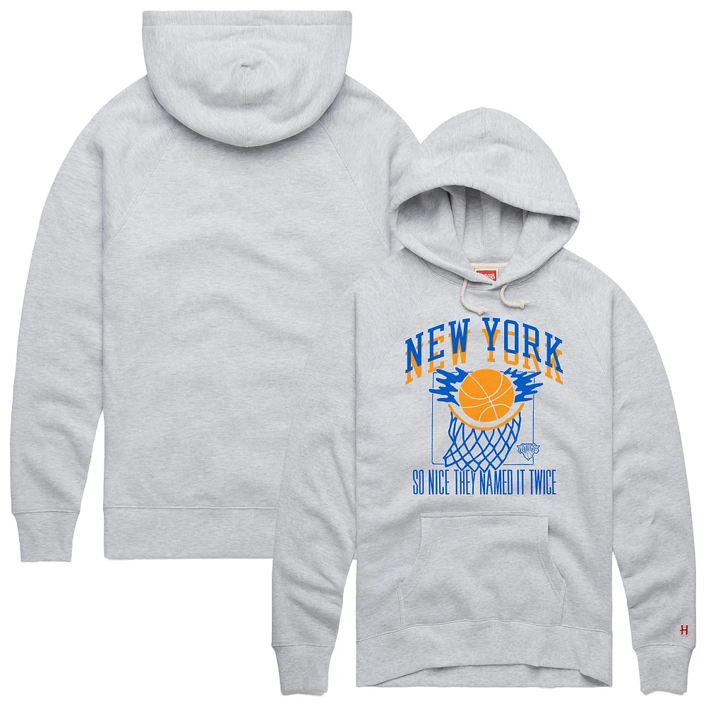 Unisex Homage Ash New York Knicks Hometown Edition Tri-Blend Raglan Pullover Hoodie