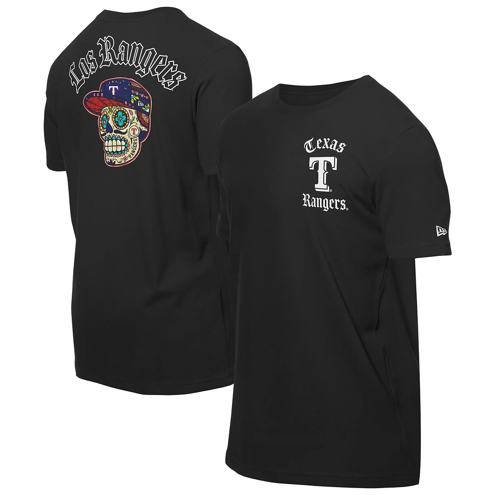 Men's New Era Black Texas Rangers Sugar Skulls T-Shirt