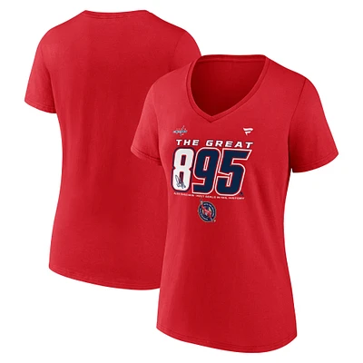 Women's Fanatics Alexander Ovechkin Athletic Red Washington Capitals NHL All-Time Leading Goal Scorer The Great 895 V-Neck T-Shirt