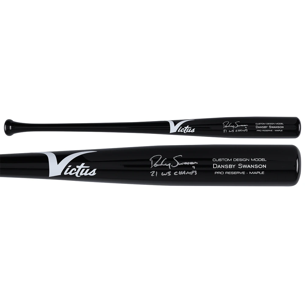 Dansby Swanson Atlanta Braves Autographed Victus Game Model Bat with "21 WS Champs" Inscription