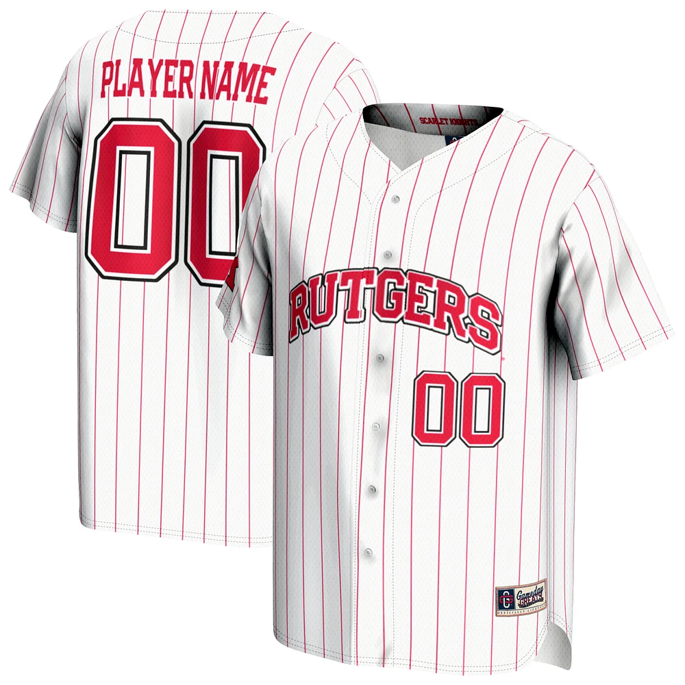 Youth GameDay Greats White Rutgers Scarlet Knights NIL Pick-A-Player Lightweight Baseball Jersey
