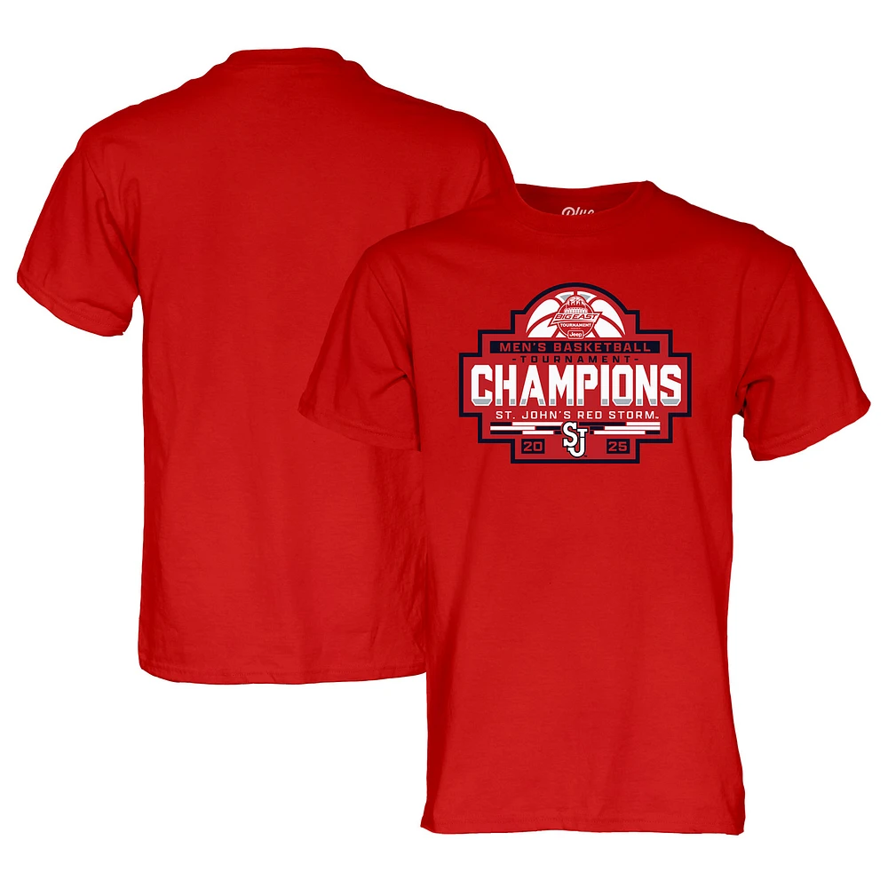 Men's Blue 84 Red St. John's Storm 2025 Big East Basketball Conference Tournament Champions T-Shirt