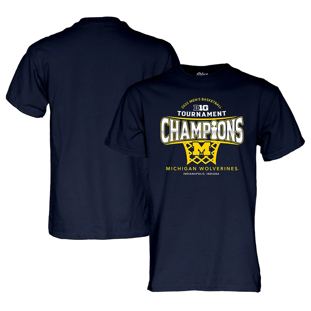 Men's Blue 84 Navy Michigan Wolverines 2025 Big Ten Men's Basketball Conference Tournament Champions Locker Room T-Shirt