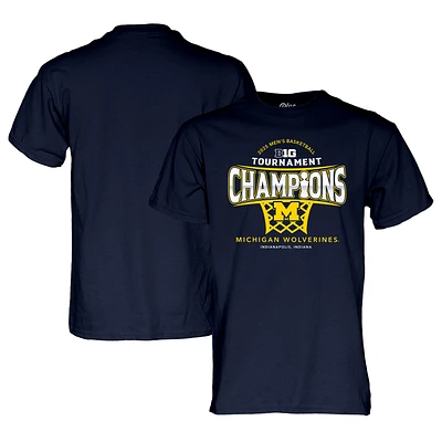 Men's Blue 84 Navy Michigan Wolverines 2025 Big Ten Men's Basketball Conference Tournament Champions Locker Room T-Shirt