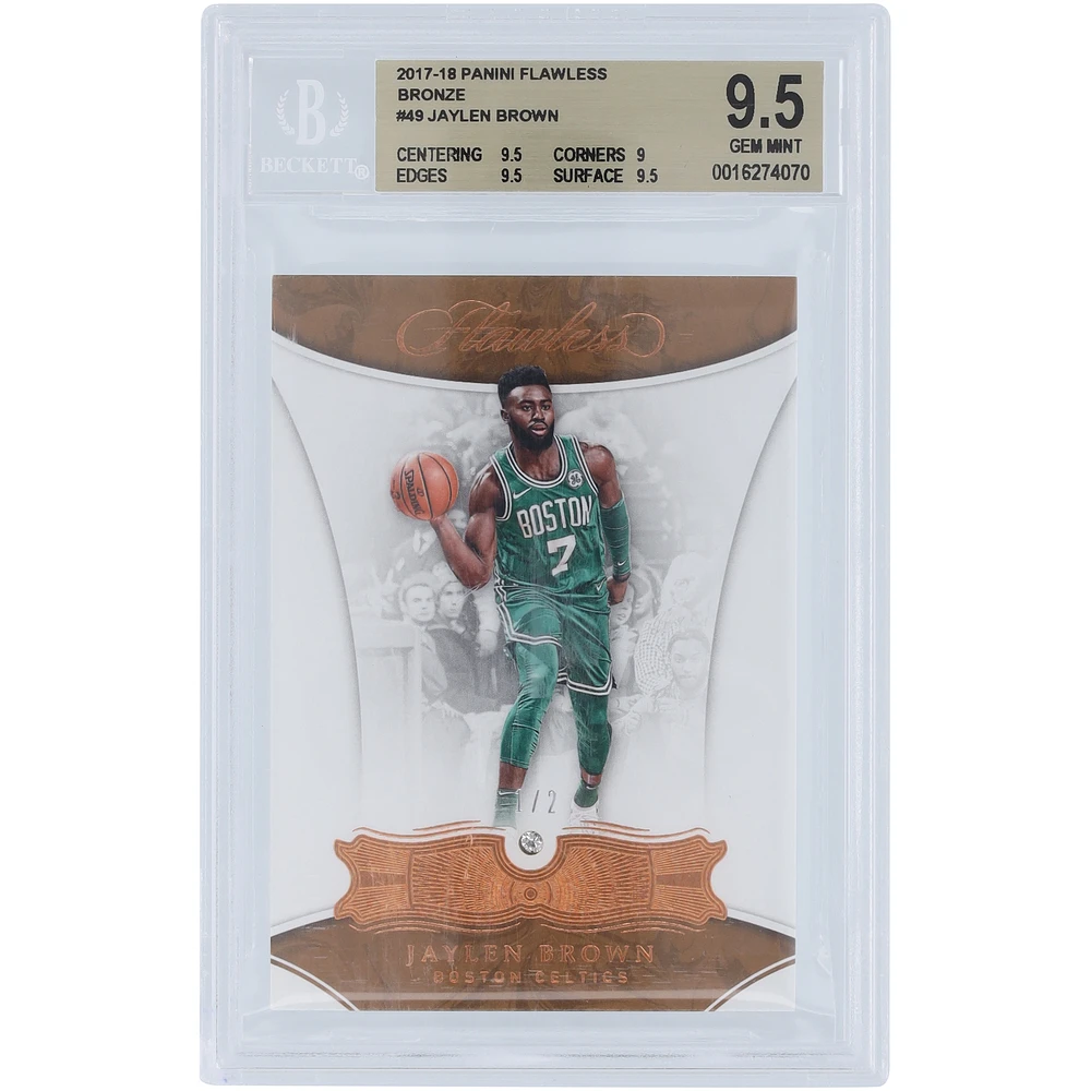 Jaylen Brown Boston Celtics 2017-18 Panini Flawless Bronze Diamond #49 #1/2 BGS Authenticated 9.5 Card - 9.5,9,9.5,9.5 Subgrades