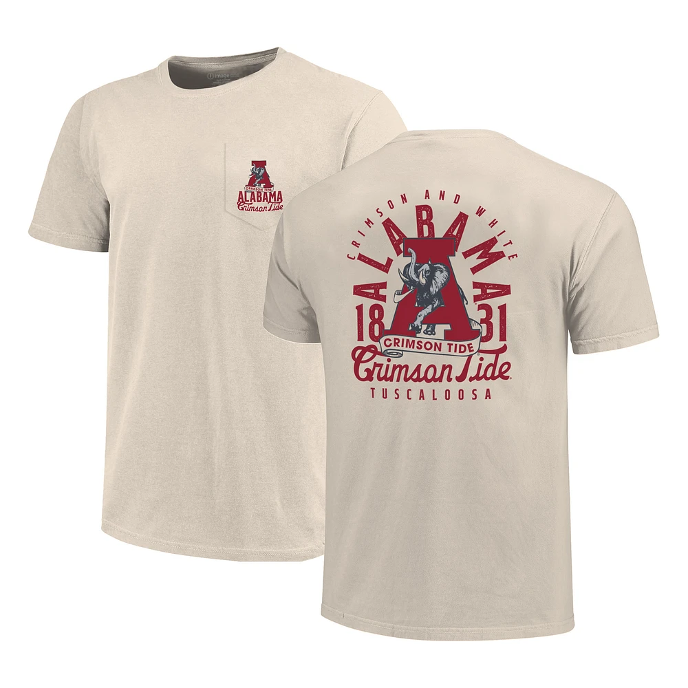 Men's Cream Alabama Crimson Tide Big & Tall Mascot Overlay Essential Pocket T-Shirt