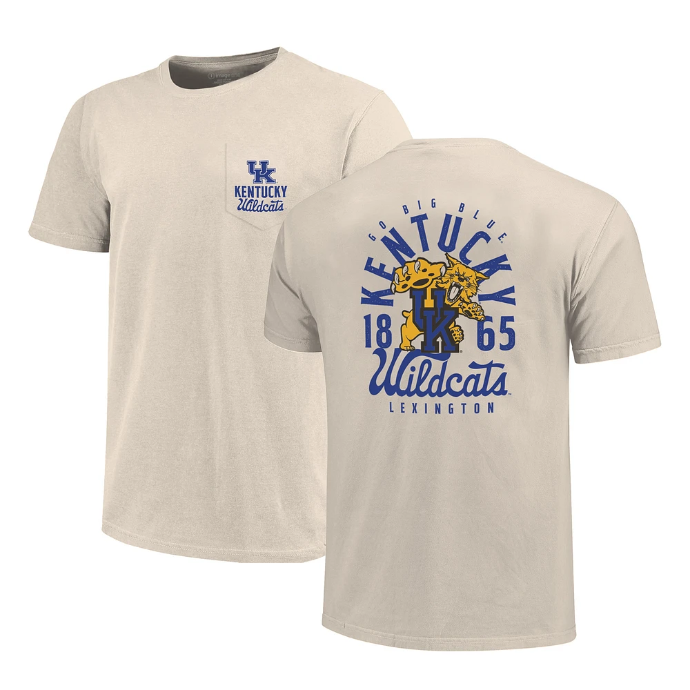Men's Cream Kentucky Wildcats Big & Tall Mascot Overlay Essential Pocket T-Shirt