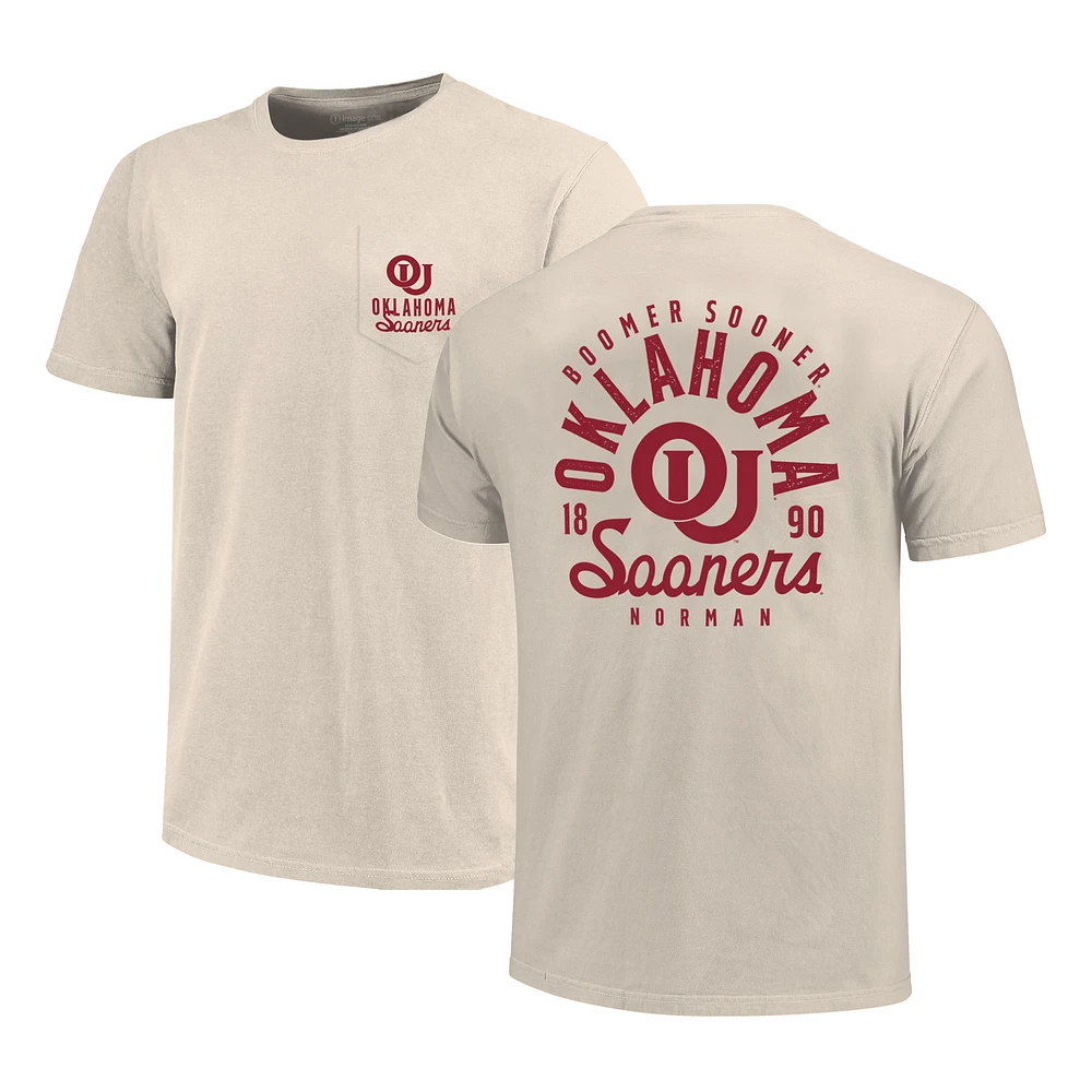 Men's Cream Oklahoma Sooners Big & Tall Mascot Overlay Essential Pocket T-Shirt