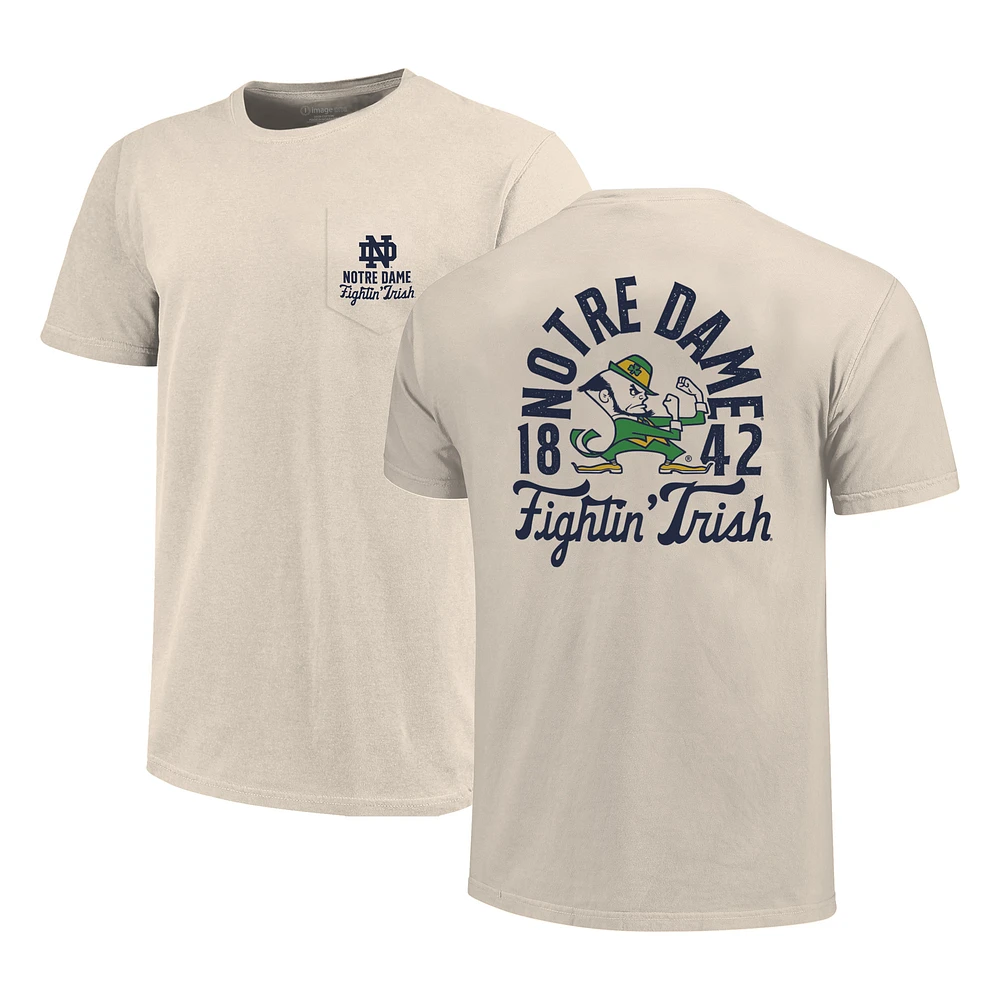 Men's Cream Notre Dame Fighting Irish Big & Tall Mascot Overlay Essential Pocket T-Shirt