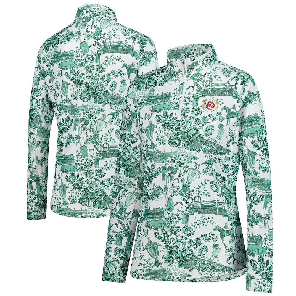 Women's Smith & Quinn White/Green Kentucky Derby Ava Quarter-Zip Pullover