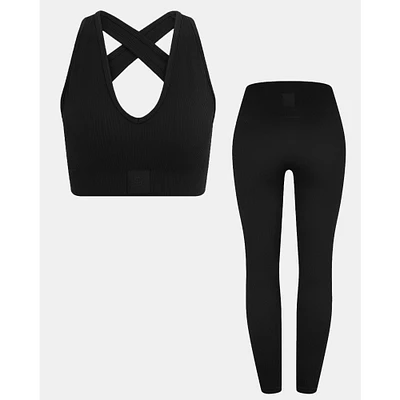Women's KadyLuxe Black Colorado Buffaloes Turkish Seamless Sports Bra & Legging Set