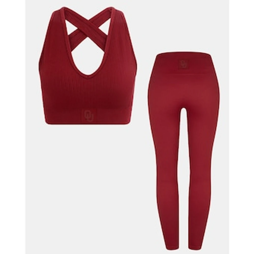 Women's KadyLuxe Cardinal Oklahoma Sooners Turkish Seamless Sports Bra & Legging Set