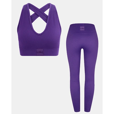 Women's KadyLuxe Purple LSU Tigers Turkish Seamless Sports Bra & Legging Set
