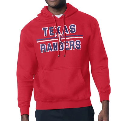 Men's Starter Red Texas Rangers Team Mesh Print Graphic Pullover Hoodie