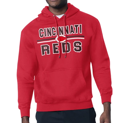 Men's Starter Red Cincinnati Reds Team Mesh Print Graphic Pullover Hoodie
