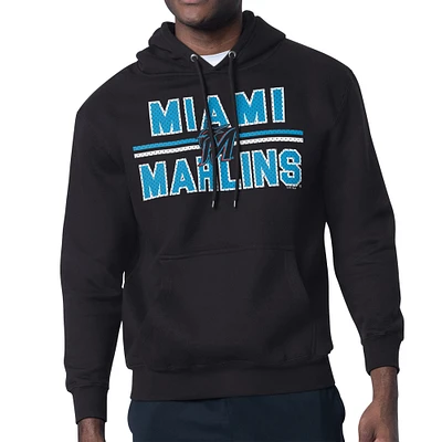 Men's Starter Black Miami Marlins Team Mesh Print Graphic Pullover Hoodie