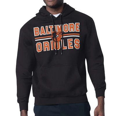 Men's Starter Black Baltimore Orioles Team Mesh Print Graphic Pullover Hoodie