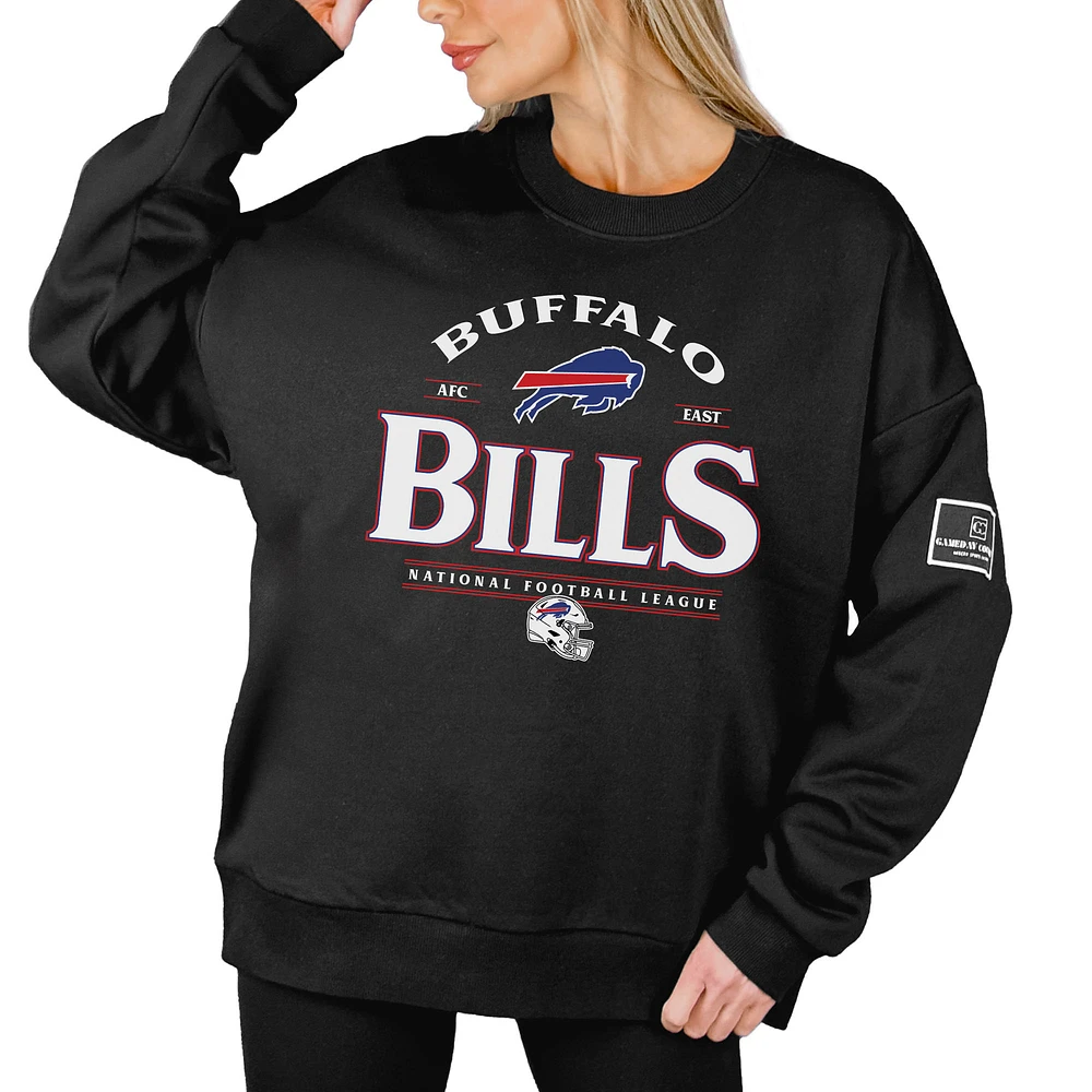 Women's Gameday Couture Black Buffalo Bills Oversized Players Only Label Pullover Sweatshirt