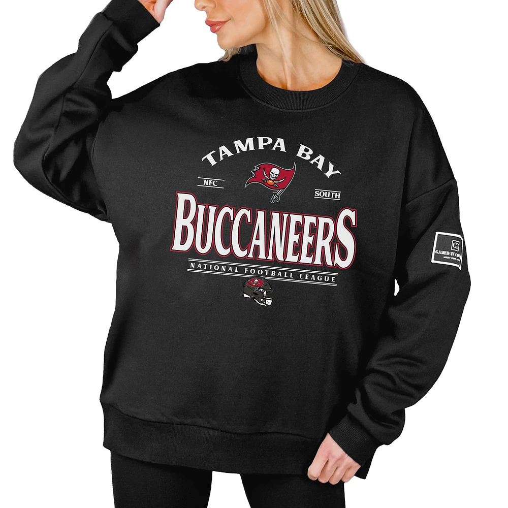 Women's Gameday Couture Black Tampa Bay Buccaneers Oversized Players Only Label Pullover Sweatshirt
