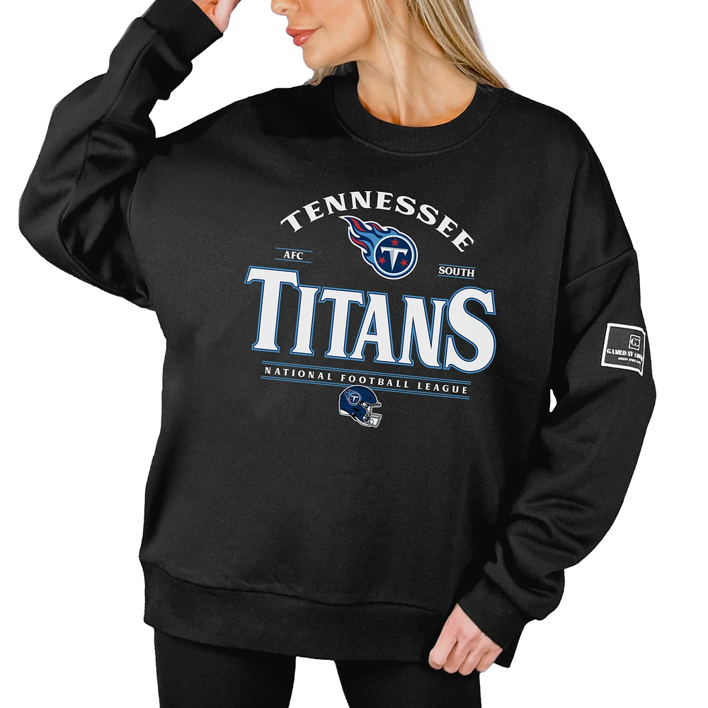 Women's Gameday Couture Black Tennessee Titans Oversized Players Only Label Pullover Sweatshirt
