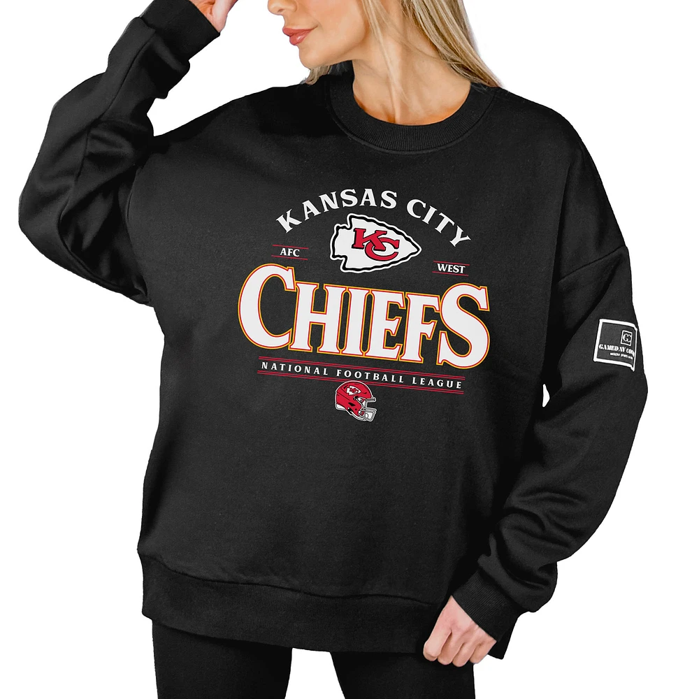 Women's Gameday Couture Black Kansas City Chiefs Oversized Players Only Label Pullover Sweatshirt