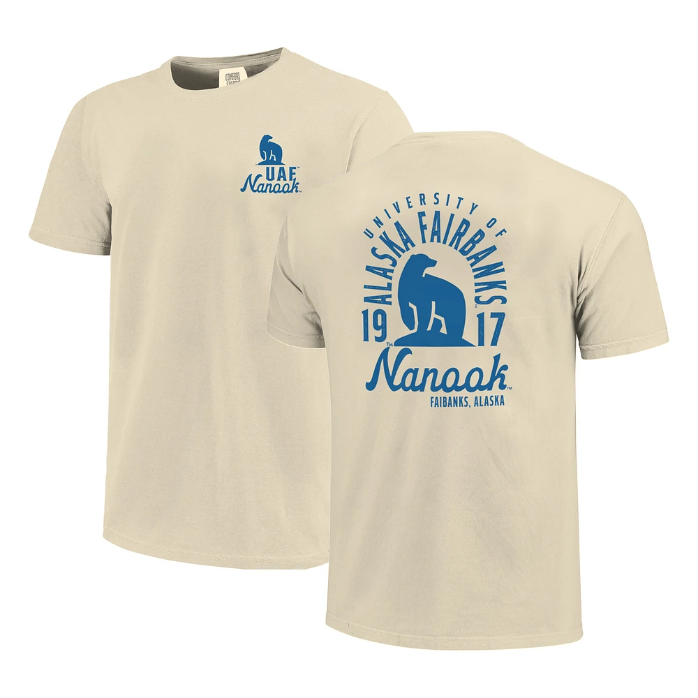 Men's Cream Alaska Fairbanks Nanooks Comfort Colors Mascot Overlay T-Shirt
