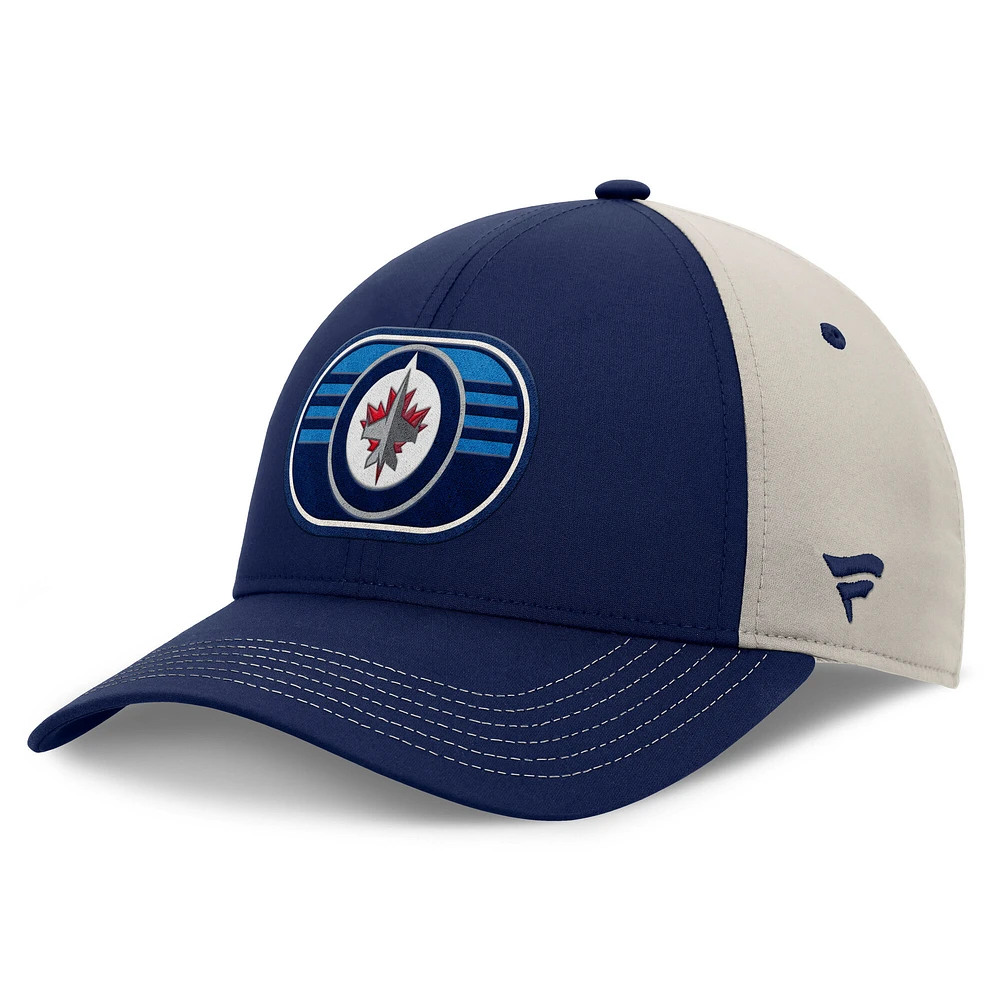 Men's Fanatics Navy/Gray Winnipeg Jets 2025 Stanley Cup Playoffs Locker Room Trucker Adjustable Hat