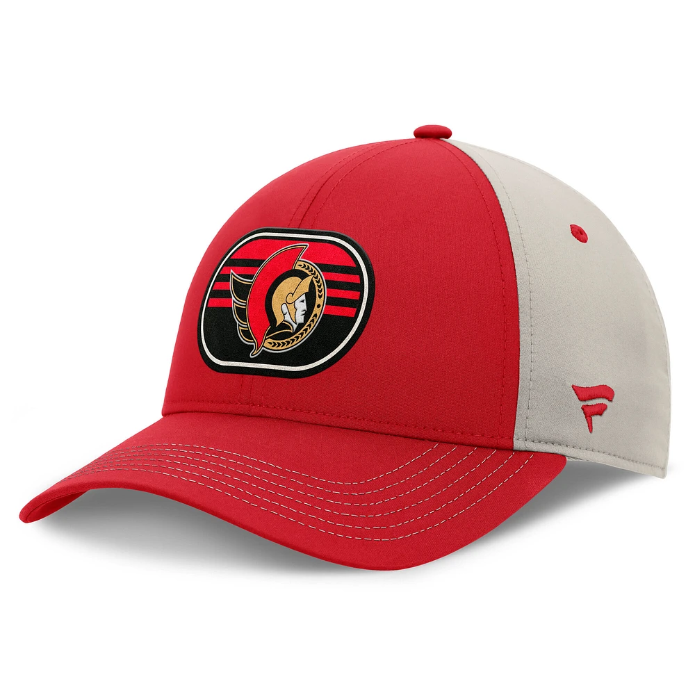 Men's Fanatics Red/Gray Ottawa Senators 2025 Stanley Cup Playoffs Locker Room Trucker Adjustable Hat