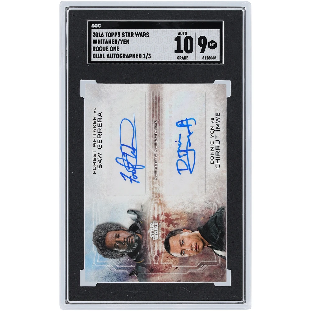 Forest Whitaker and Donnie Yen Autographed 2016 Topps Star Wars Rogue One Dual Auto #NNO #1/3 SGC Authenticated 9/10 Card