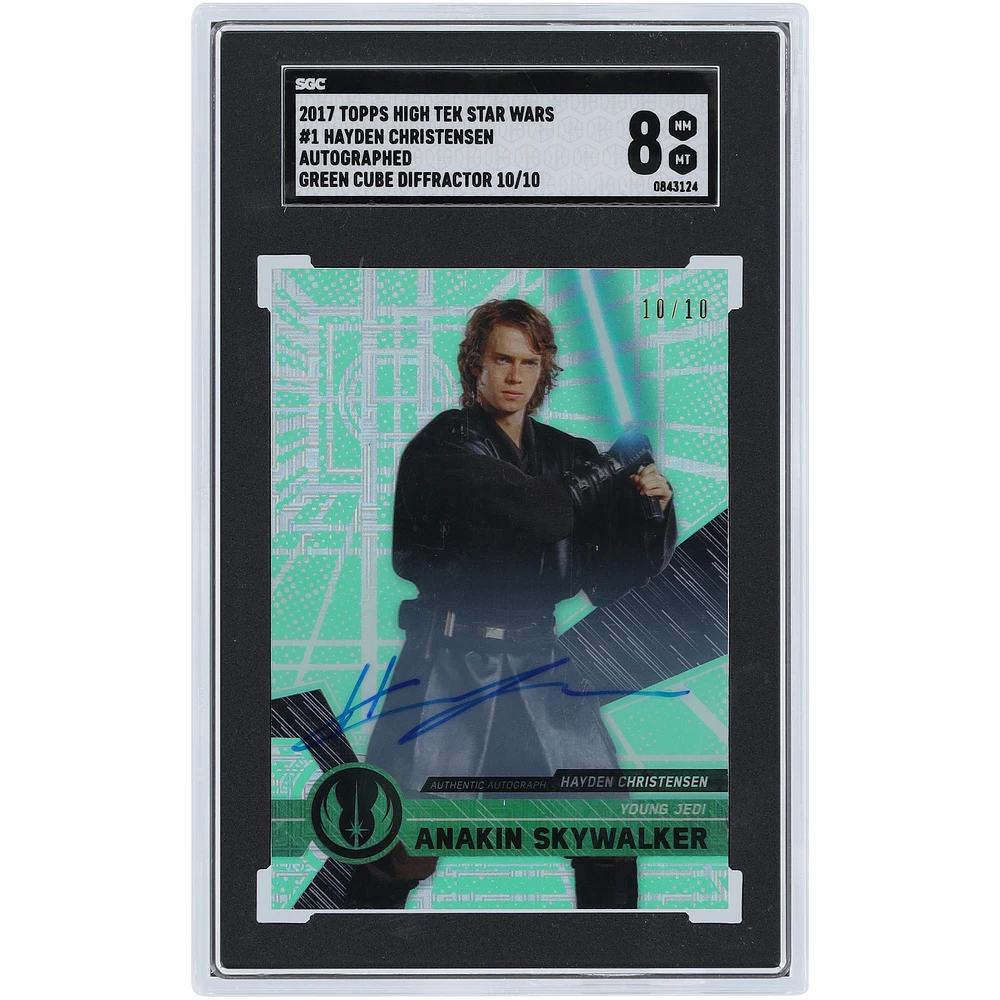 Hayden Christensen Star Wars Autographed 2017 Topps Star Wars High Tek Green Cube Refractor #1 #10/10 SGC Authenticated 8 Card