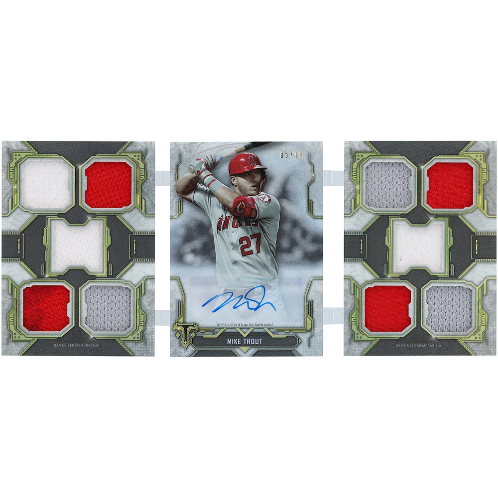 Mike Trout Los Angeles Angels Autographed 2020 Topps Triple Threads Deca Relic Booklet #DAR-MT #5/10 Card