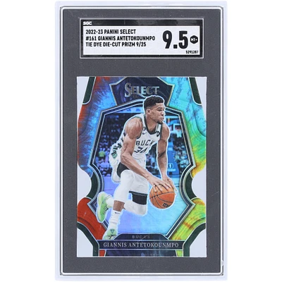 Giannis Antetokounmpo Milwaukee Bucks 2022-23 Panini Select Tie Dye Die-Cut Prizm #161 #9/25 SGC Authenticated 9.5 Card