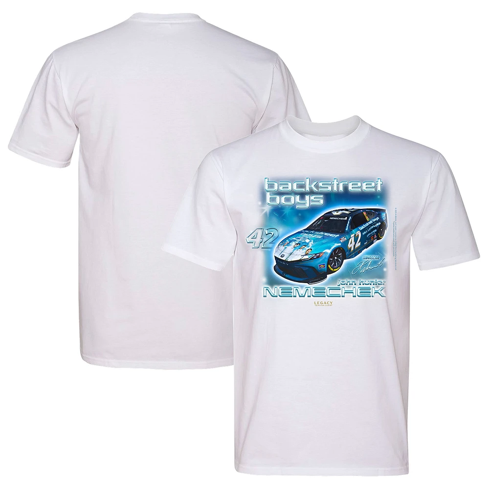 Men's LEGACY Motor Club Team Collection White John Hunter Nemechek Backstreet Boys Car Tri-Blend T-Shirt