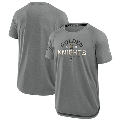 Men's Fanatics Heather Gray Vegas Golden Knights 2025 Stanley Cup Playoffs Authentic Pro Rink Performance T-Shirt