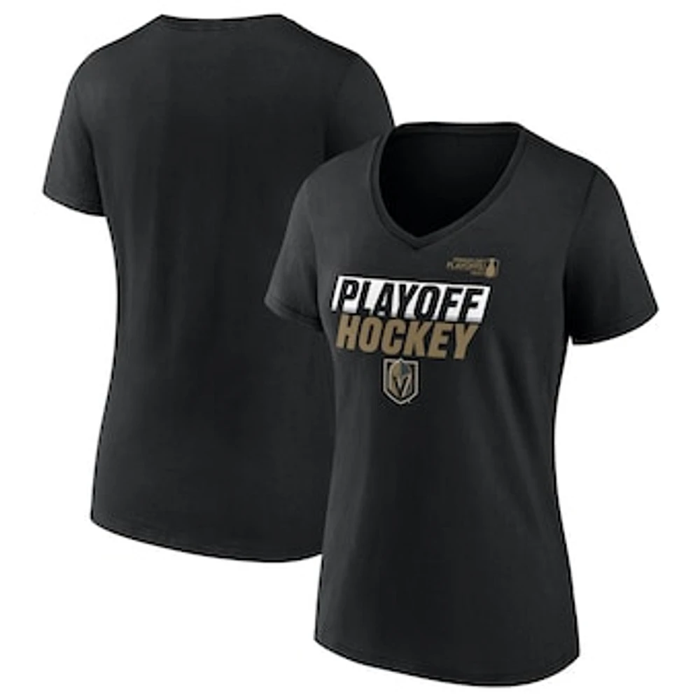 Women's Fanatics Black Vegas Golden Knights 2025 Stanley Cup Playoffs Breakout V-Neck T-Shirt