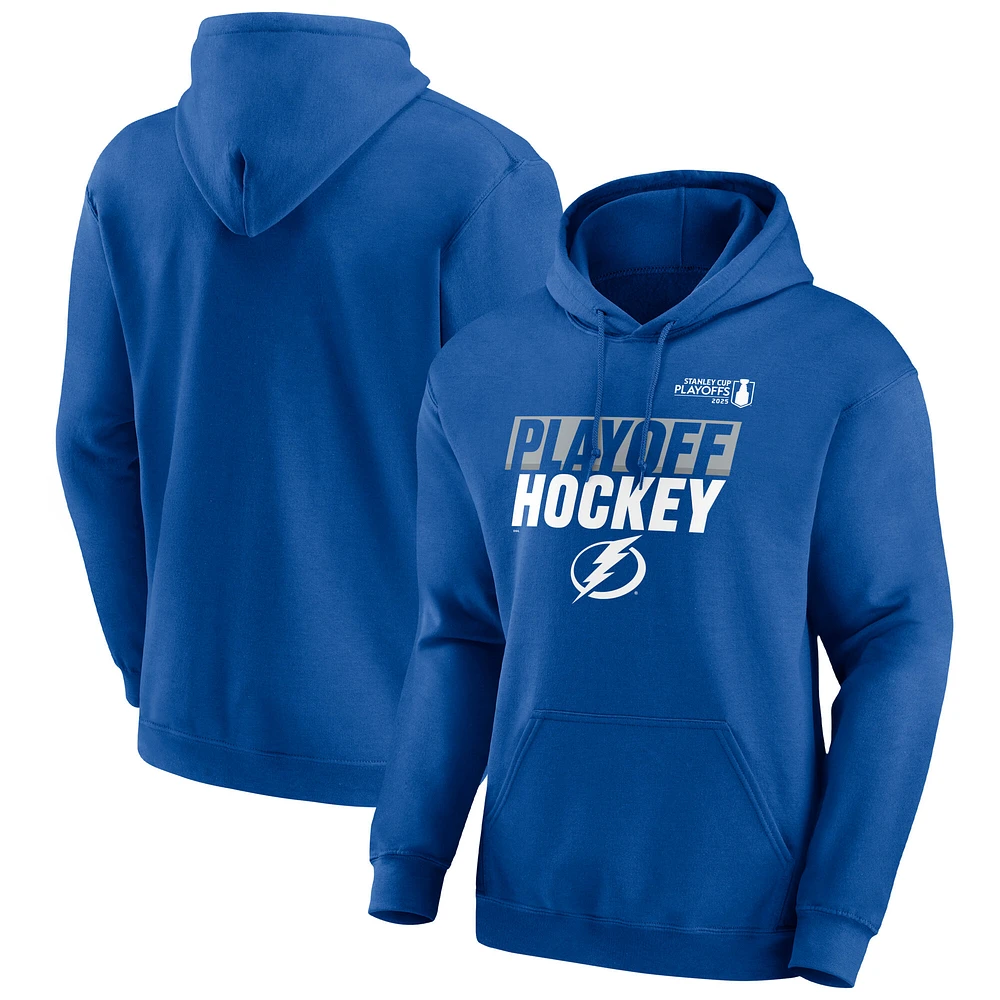 Men's Fanatics Blue Tampa Bay Lightning 2025 Stanley Cup Playoffs Breakout Fleece Pullover Hoodie