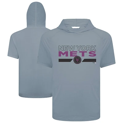 Men's Levelwear Gray New York Mets City Connect Phase No Hitter Short Sleeve Pullover Hoodie