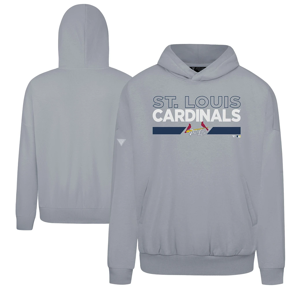 Men's Levelwear Gray St. Louis Cardinals City Connect Contact No Hitter Pullover Hoodie