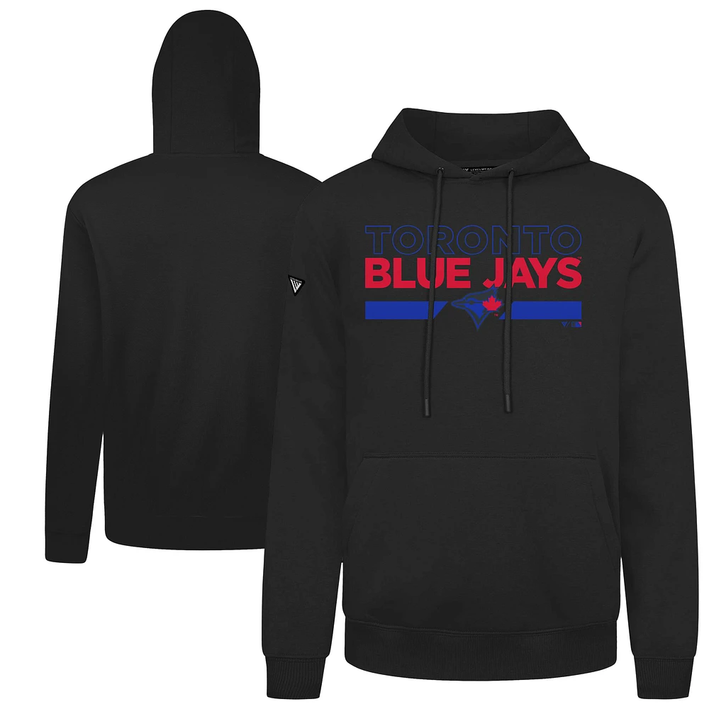 Men's Levelwear Black Toronto Blue Jays City Connect Podium No Hitter Pullover Hoodie