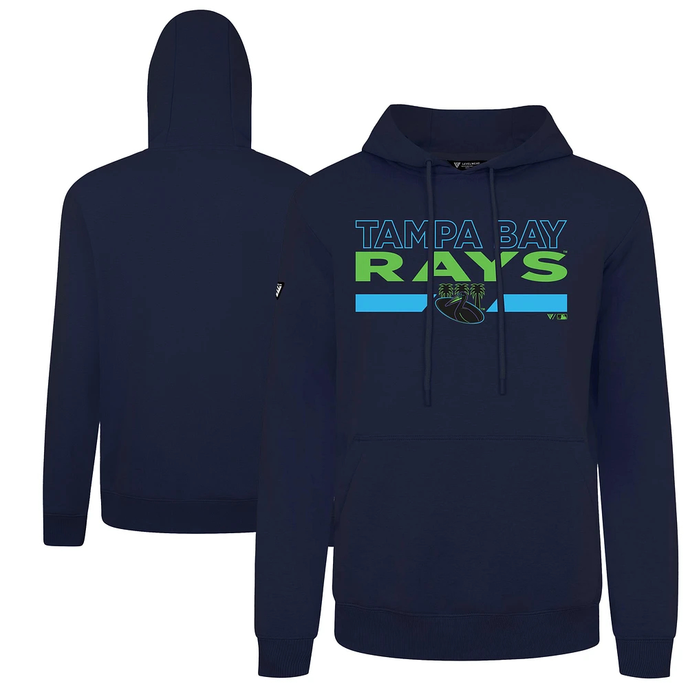 Men's Levelwear Navy Tampa Bay Rays City Connect Podium No Hitter Pullover Hoodie