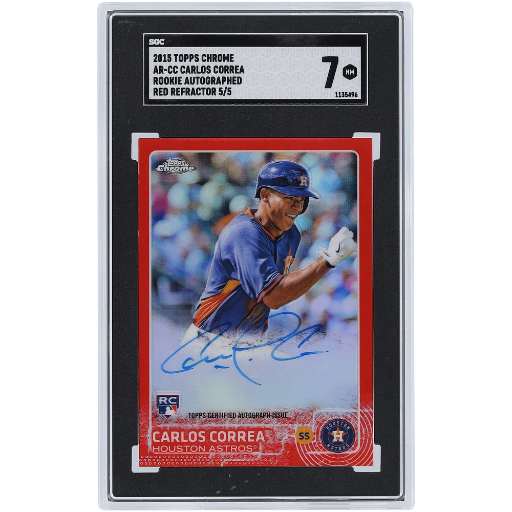 Carlos Correa Houston Astros Autographed 2015 Topps Chrome Red Refractor #AR-CC #5/5 SGC Authenticated 7 Rookie Card