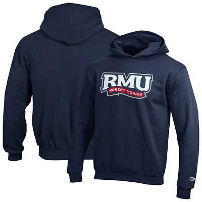 Youth Champion Navy Robert Morris Colonials Eco Powerblend Pullover Hoodie