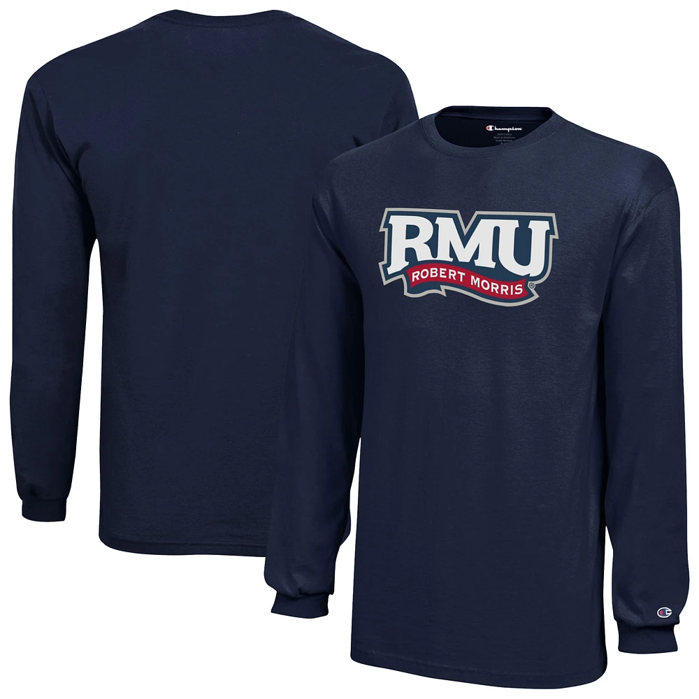 Youth Champion Navy Robert Morris Colonials Long Sleeve Jersey T-Shirt