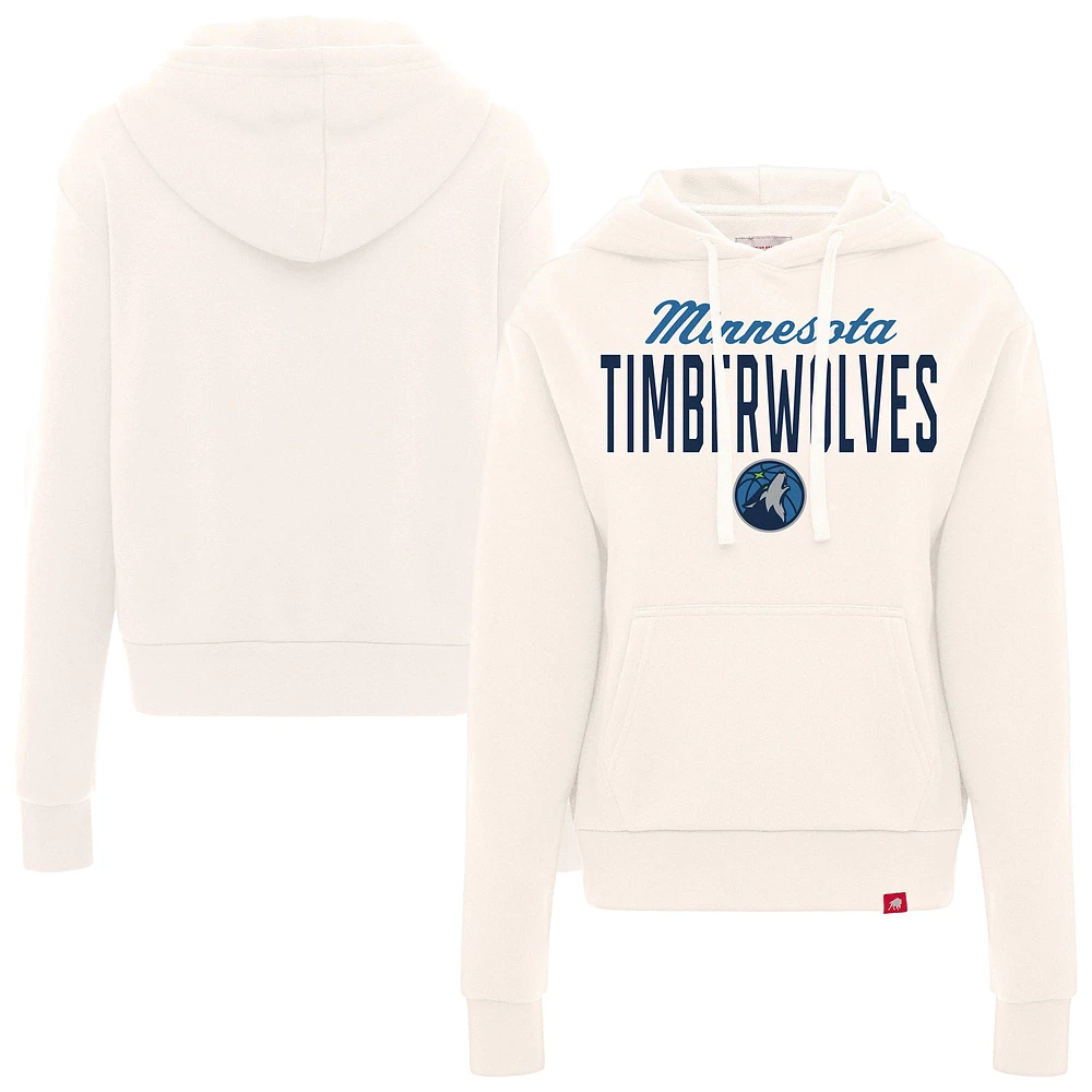 Women's Sportiqe Cream Minnesota Timberwolves Ava Boxy Tri-Blend Pullover Hoodie